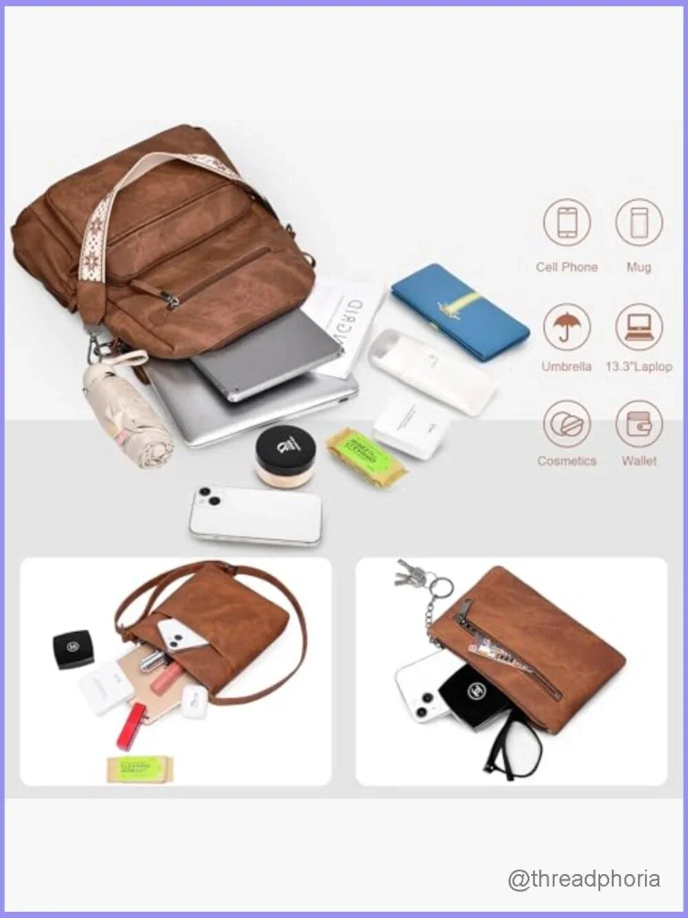 Pu Leather Convertible Backpack Purse for Women, Travel Work Laptop Bag
